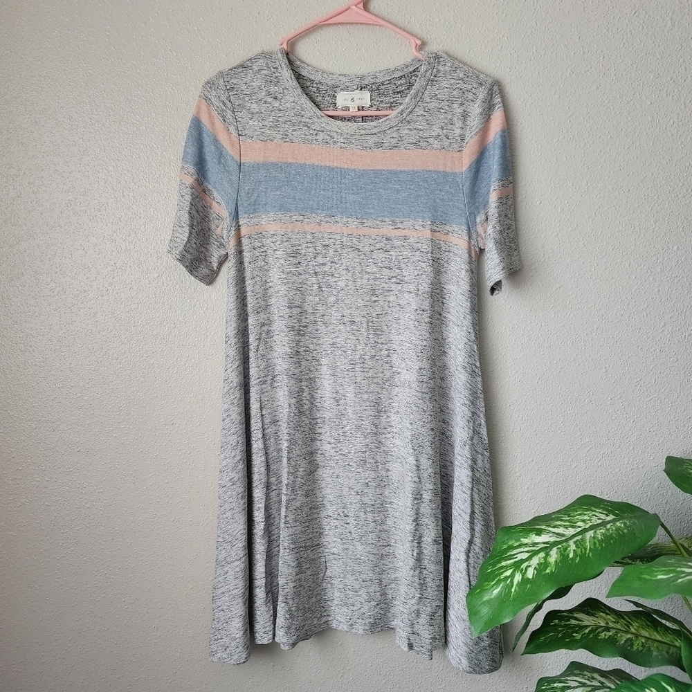 Lou & Grey Striped Marled Signaturesoft Tshirt Fit & Flare Dress XS